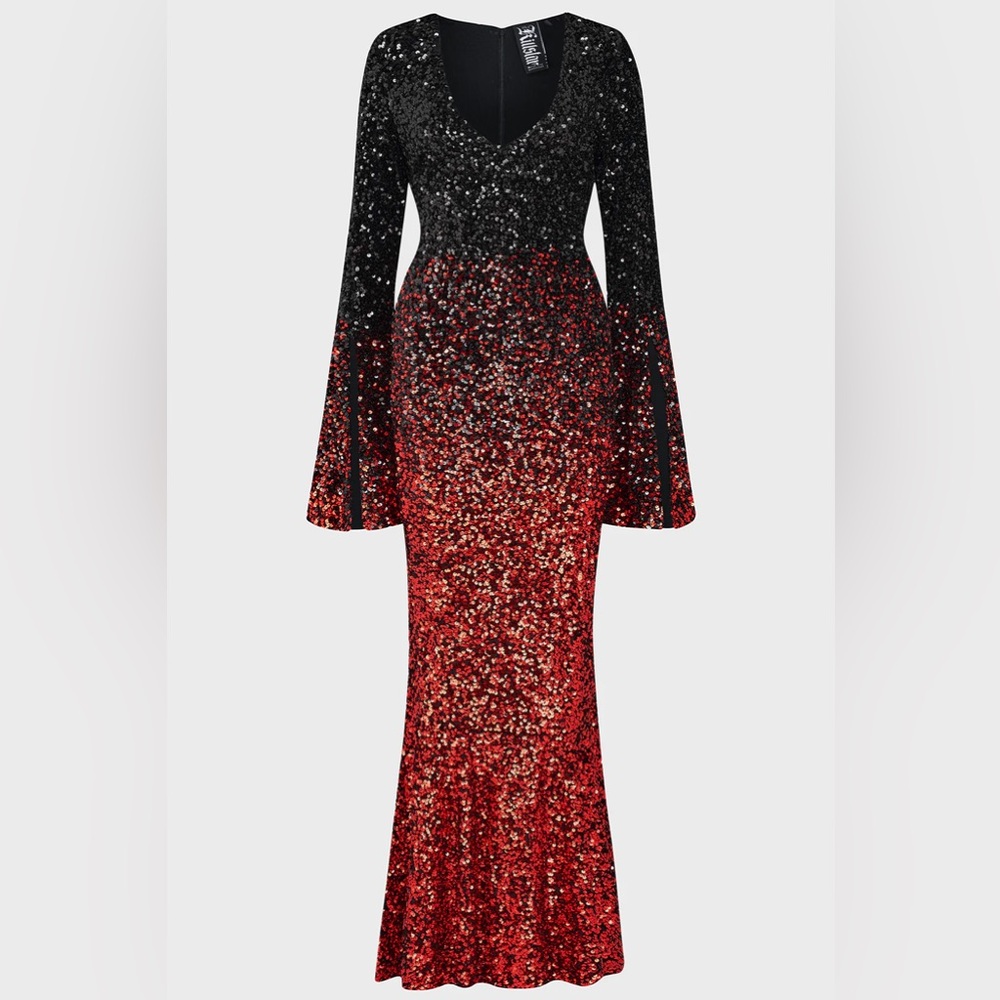 fitted lace wedding dress Wine Red Sequin Prom Dresses Black Girl – alinanova main image 1
